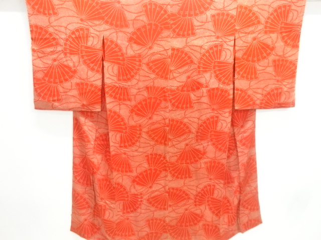 JAPANESE KIMONO / ANTIQUE JUBAN / SILK / KINSHA / FOLDING FAN